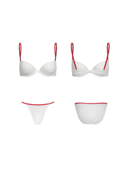 itsdinn Black White Gold Leopard Thin Red Straps Half Cup Underwire Women&