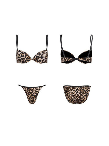 itsdinn Black White Gold Leopard Thin Red Straps Half Cup Underwire Women&