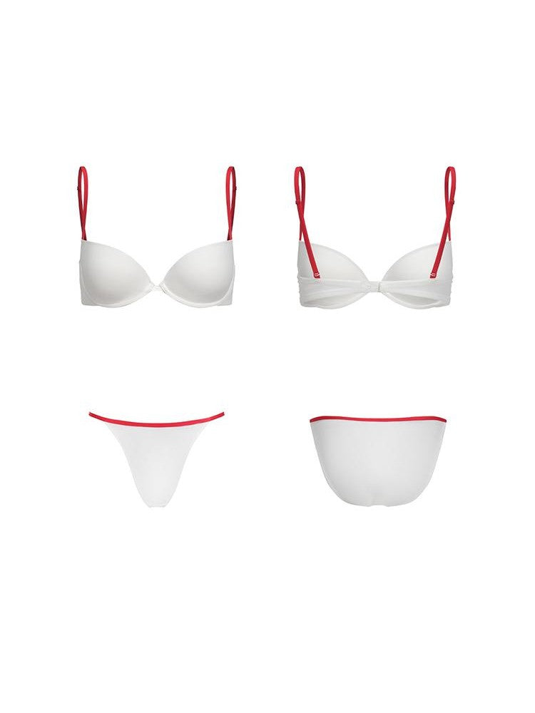 itsdinn Black White Gold Leopard Thin Red Straps Half Cup Underwire Women&