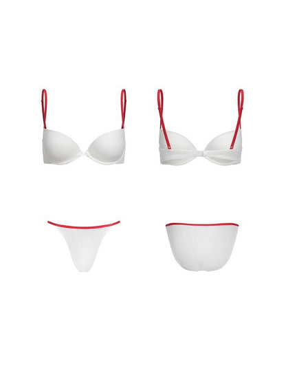 itsdinn Black White Gold Leopard Thin Red Straps Half Cup Underwire Women&