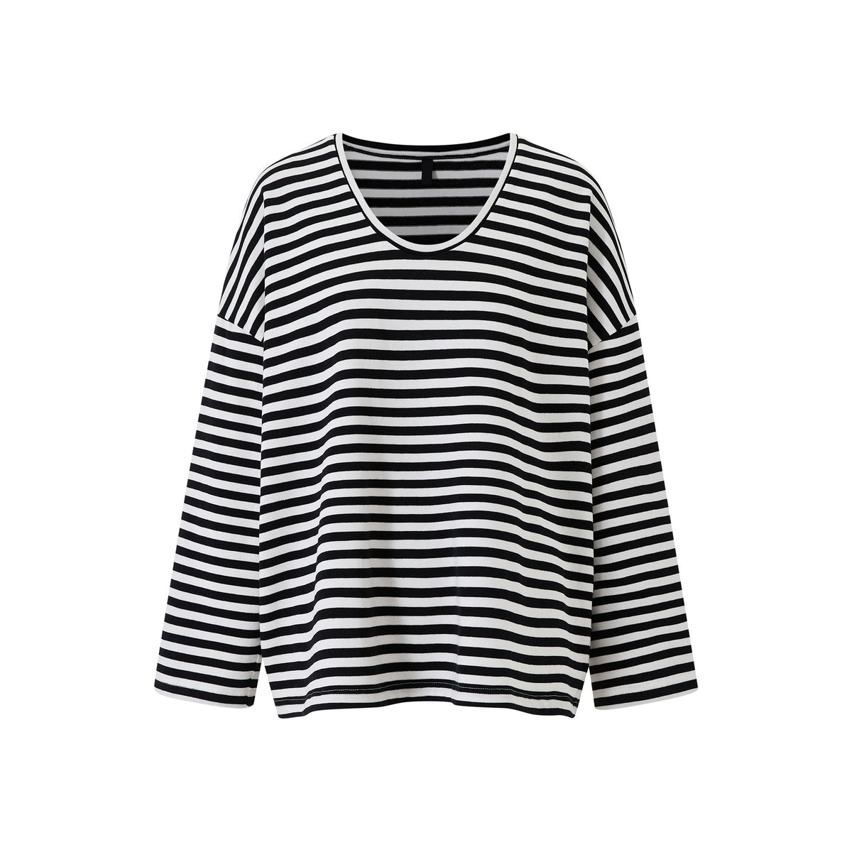 itsdinn_Black_White_Striped_Round_Neck_Loose_Fit_Women&