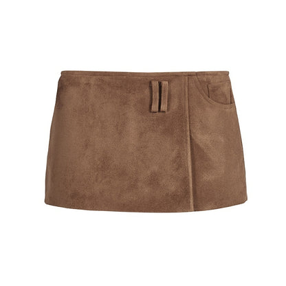 itsdinn_Brown_Suede_Two_Panel_Low_Waist_Patchwork_Built_In_Shorts_Women&