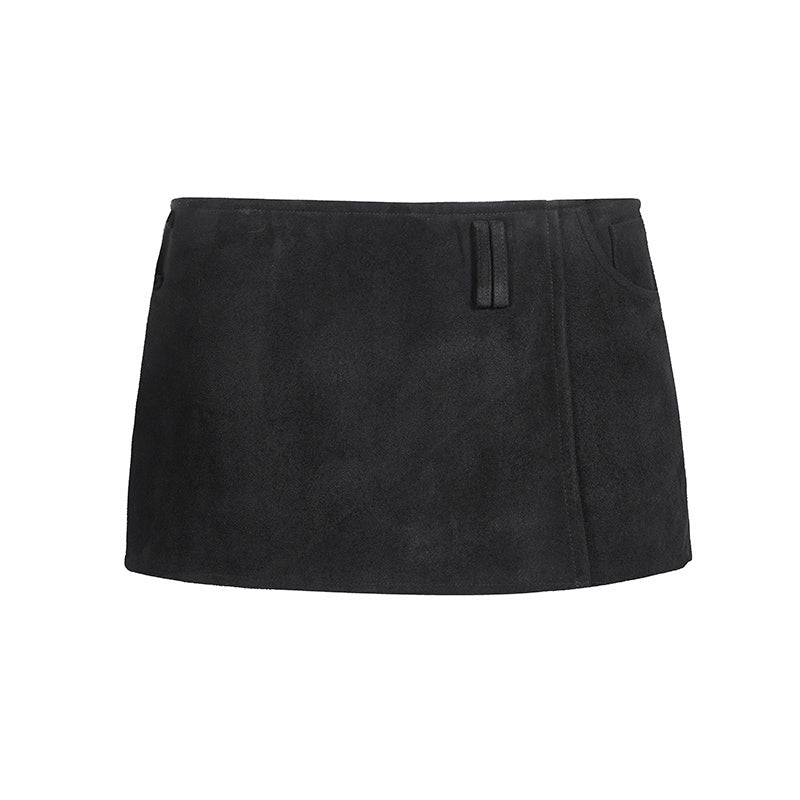 itsdinn_Brown_Suede_Two_Panel_Low_Waist_Patchwork_Built_In_Shorts_Women&