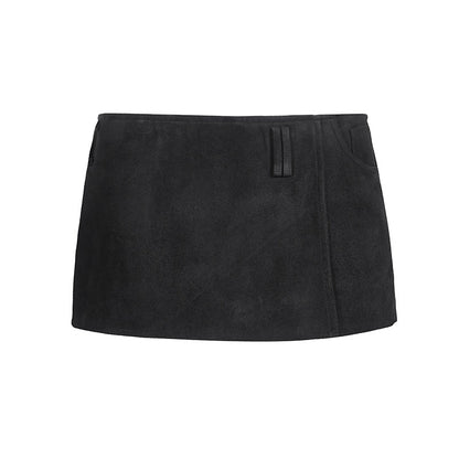 itsdinn_Brown_Suede_Two_Panel_Low_Waist_Patchwork_Built_In_Shorts_Women&