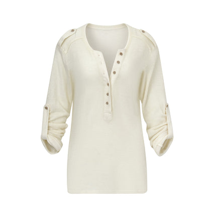 itsdinn_Button_Shoulder_Tab_Henley_V-neck_Slim_Fit_Long_Sleeve_Knit_Wool_Women&