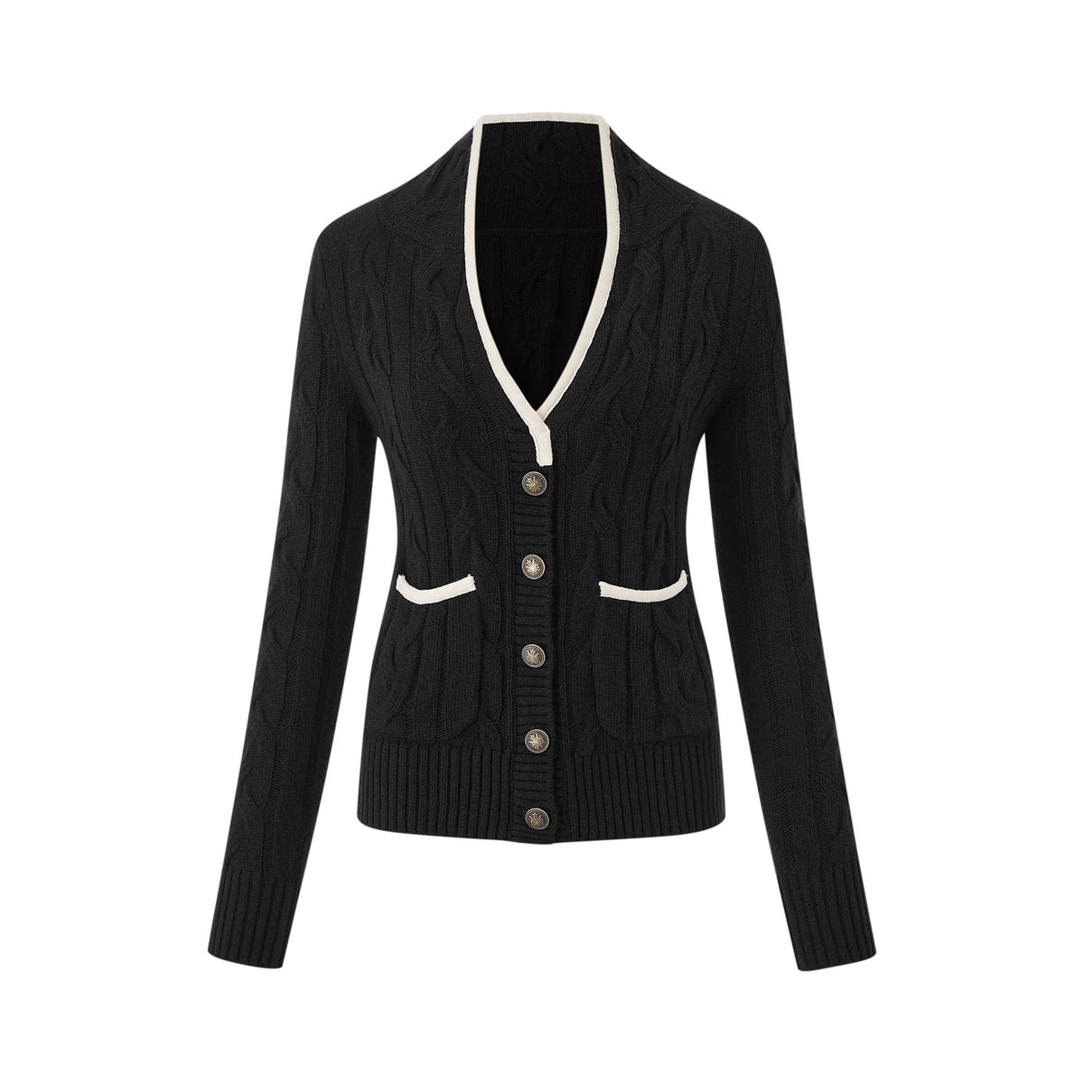 itsdinn_Collegiate_Deep_V_Single_Row_Buttons_Waist_Cinch_Women&