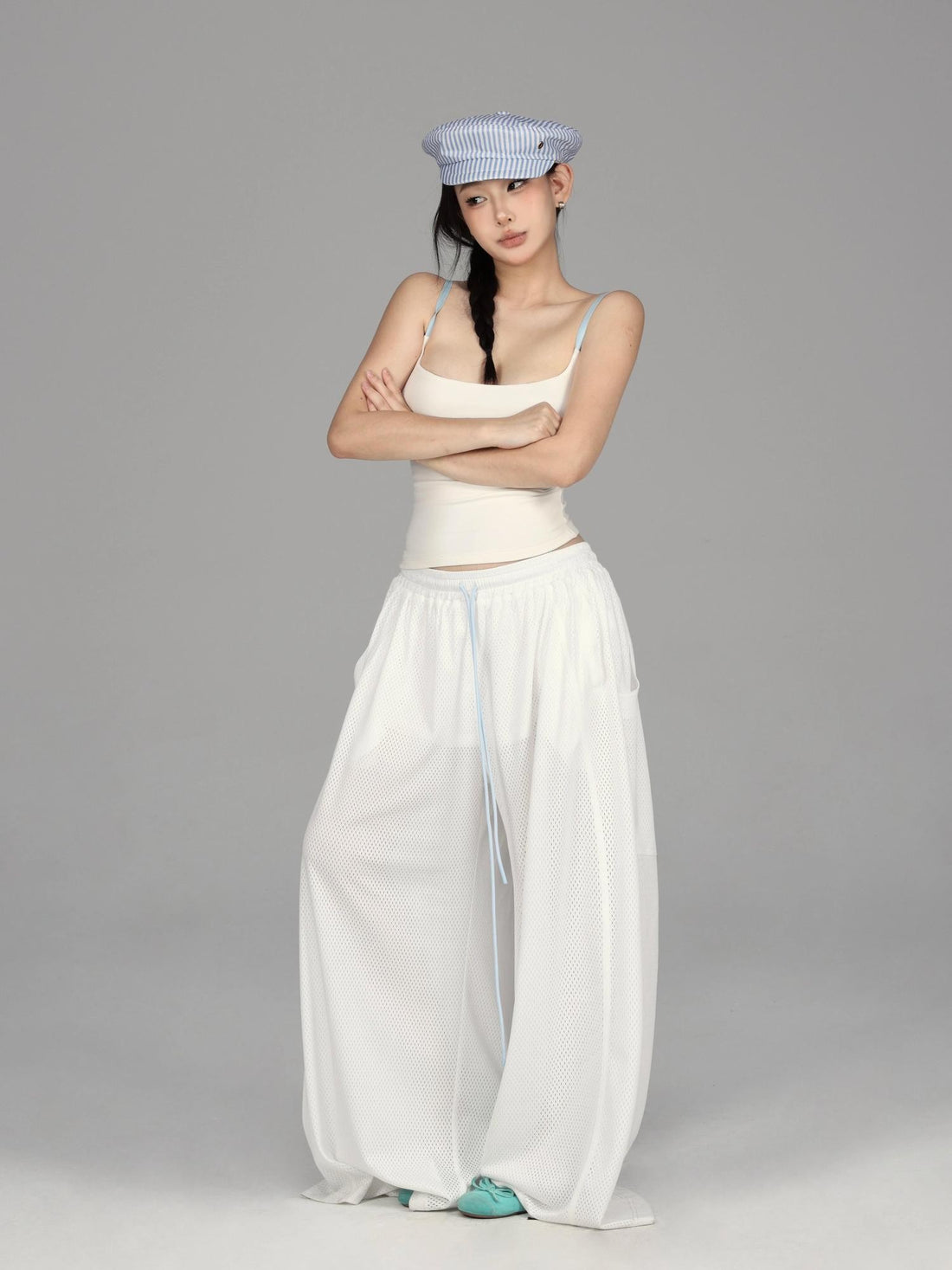 itsdinn Colorblock Blue Breathable Mesh Women&
