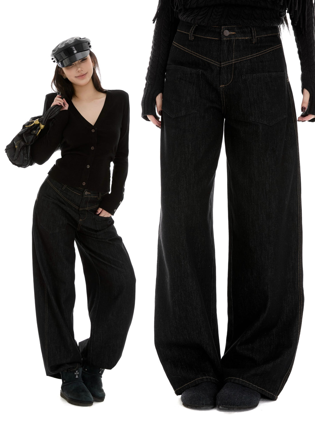 itsdinn Colorblock Low Rise Loose Women&