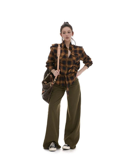 itsdinn Commuter Patchwork Double Waistband Low Rise Women&