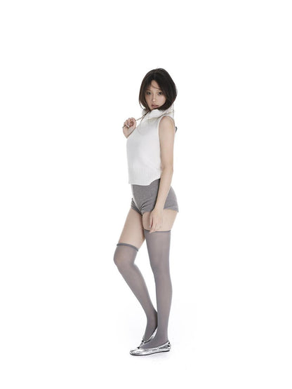 itsdinn Cropped High Neck Knitted Solid Women&