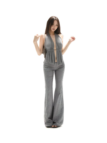 itsdinn Deep V Ruching Waist Cinch Women&