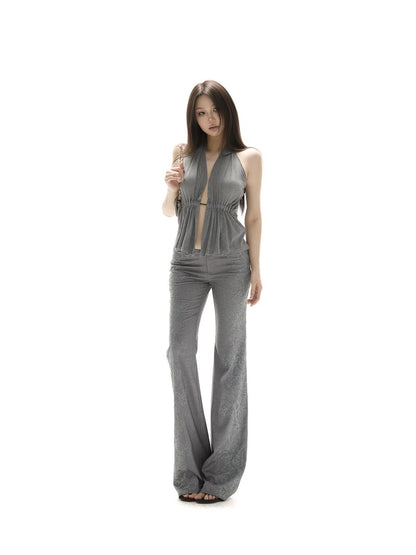 itsdinn Deep V Ruching Waist Cinch Women&