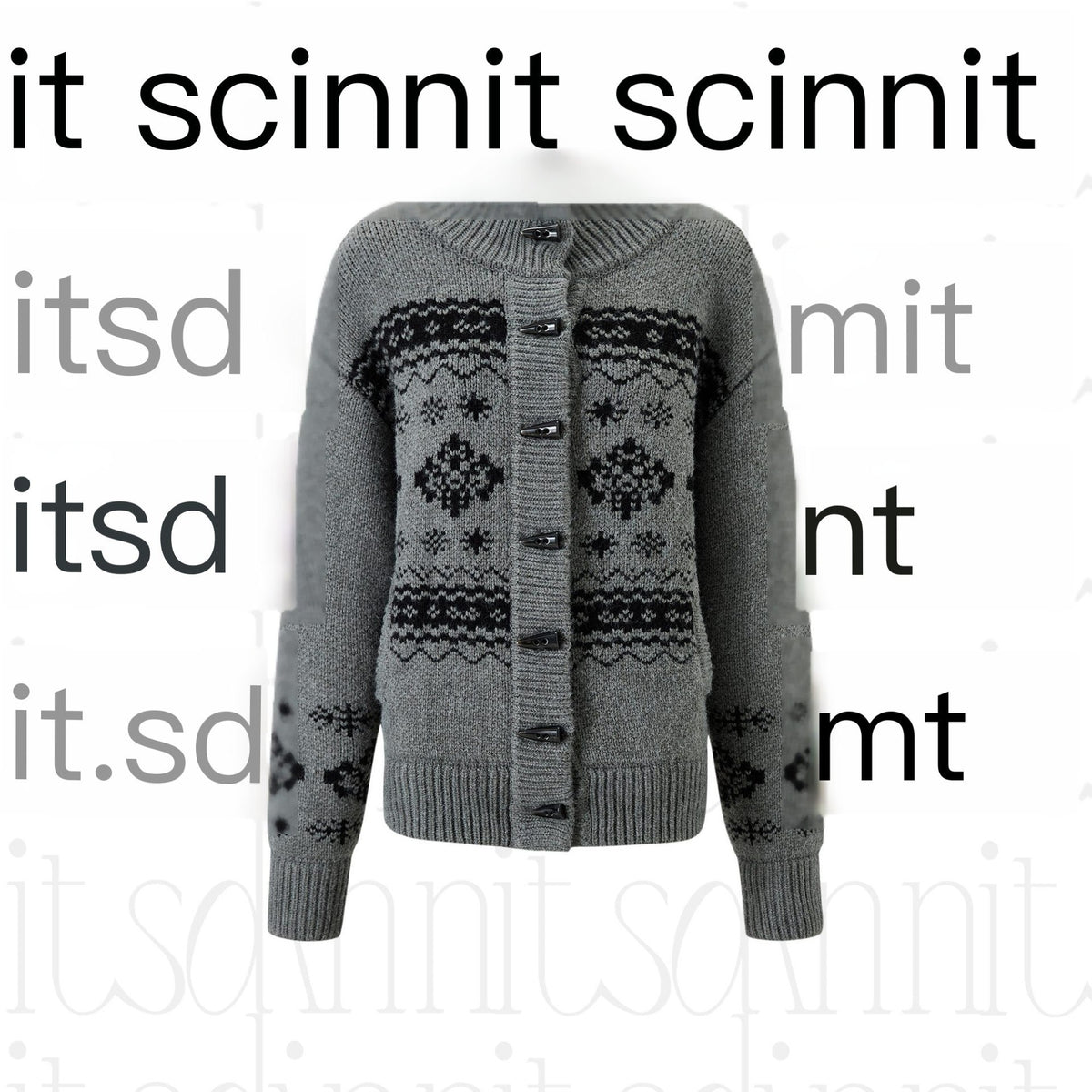 itsdinn_Fair_Isle_Stand_Collar_Thick_Knit_Loose_Fit_Single_Button_Women&