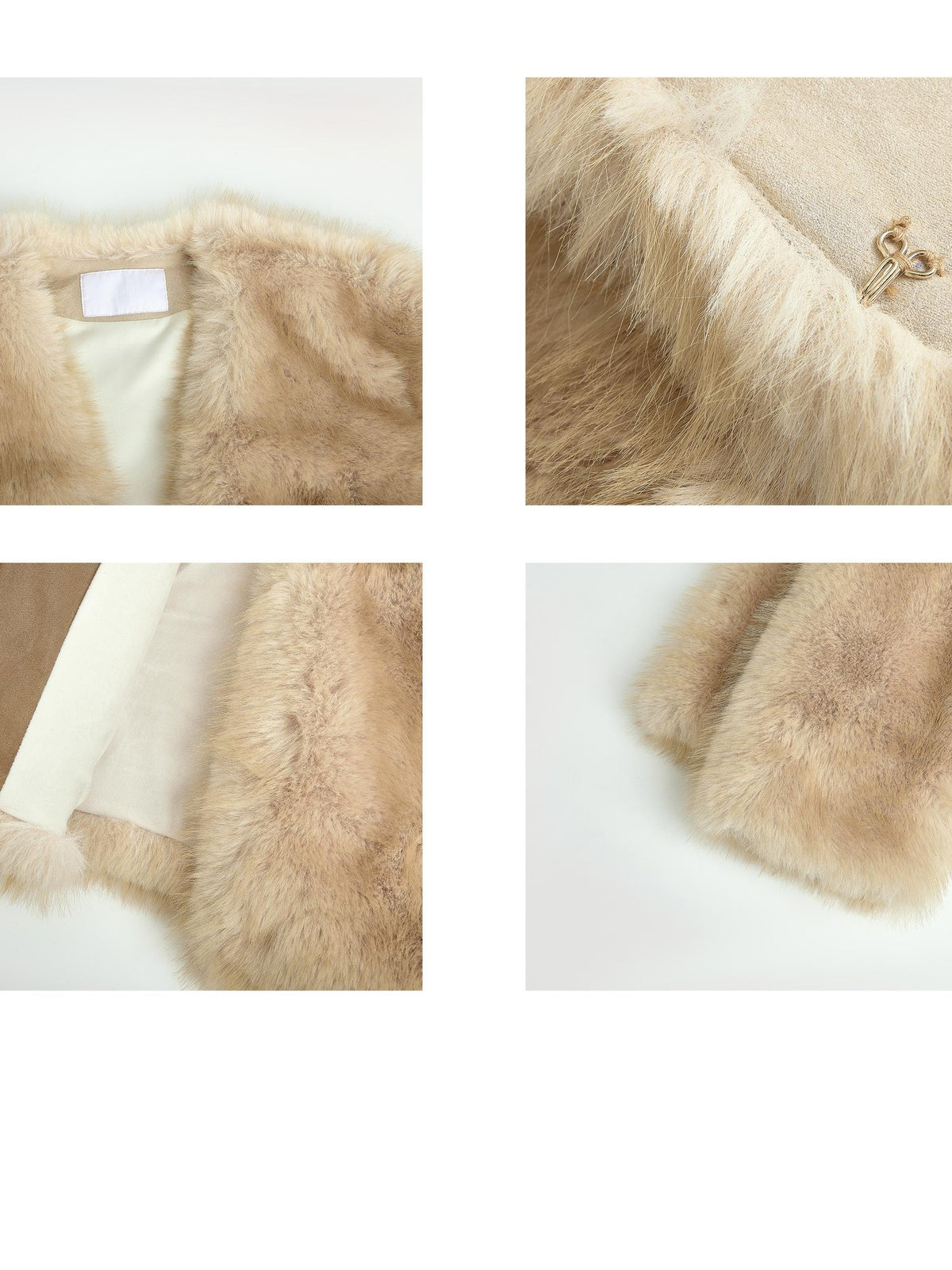 itsdinn Faux Fur Plush V-neck Solid Thick Women&