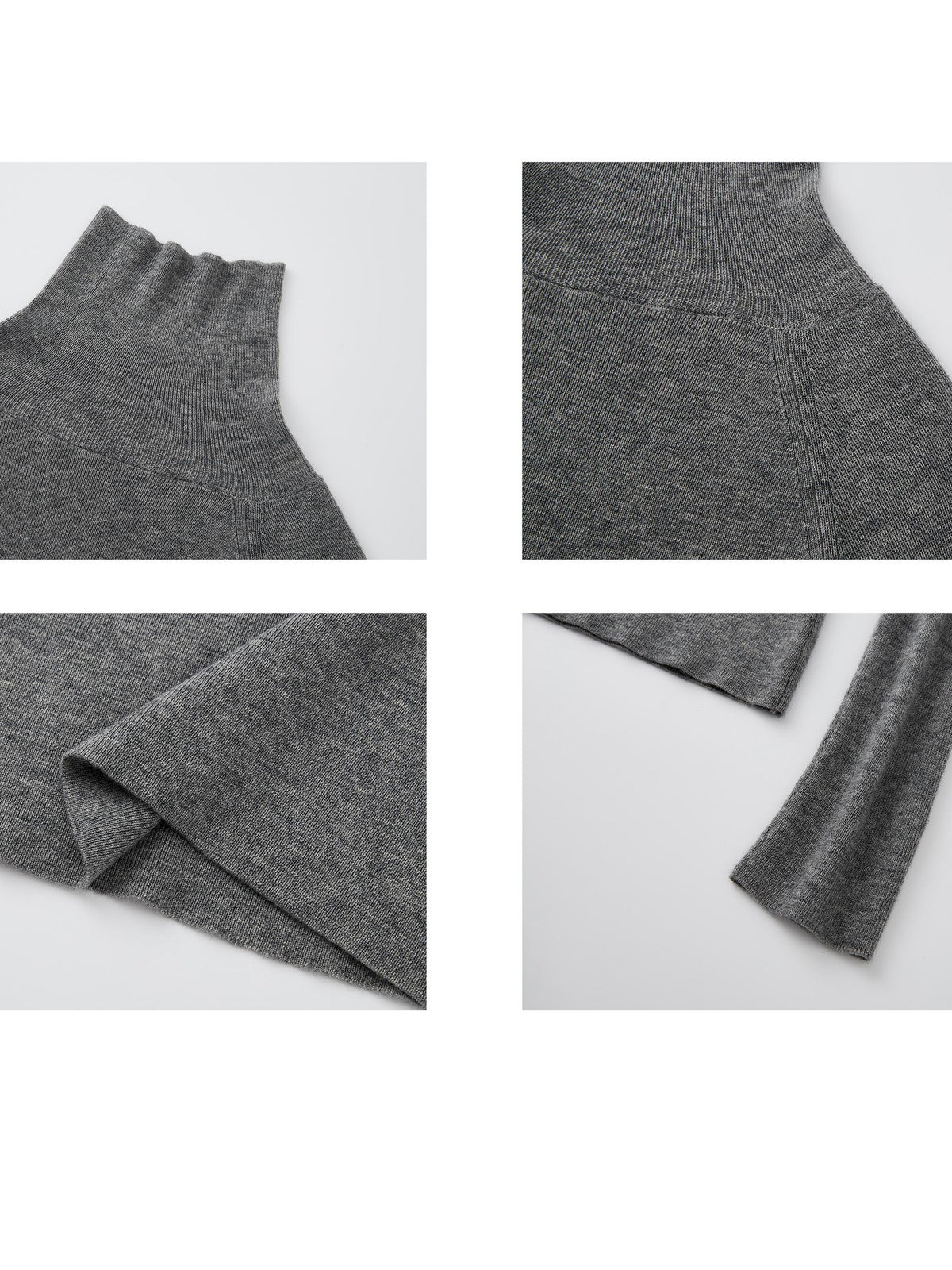 itsdinn Gray Black Interwoven Turtleneck Slim Women&
