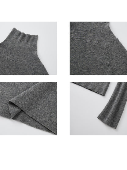 itsdinn Gray Black Interwoven Turtleneck Slim Women&