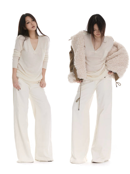 itsdinn Gray Epaulet V-neck Loose Women&