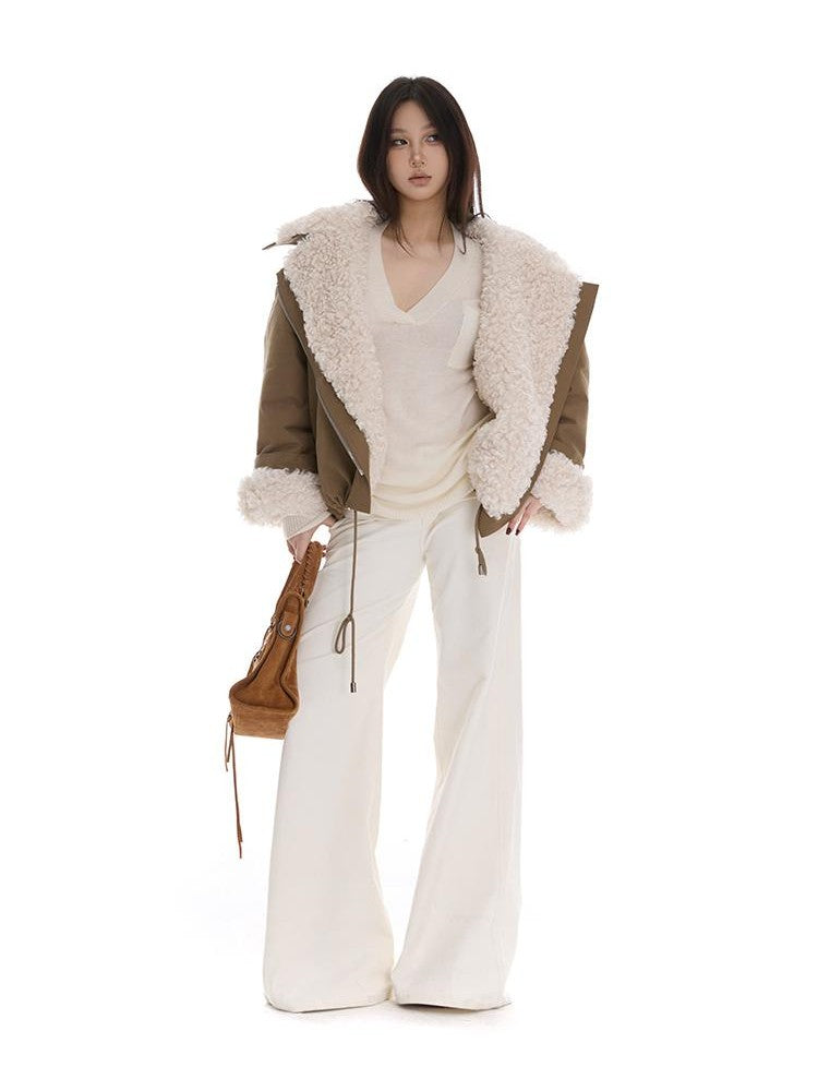 itsdinn Gray Epaulet V-neck Loose Women&