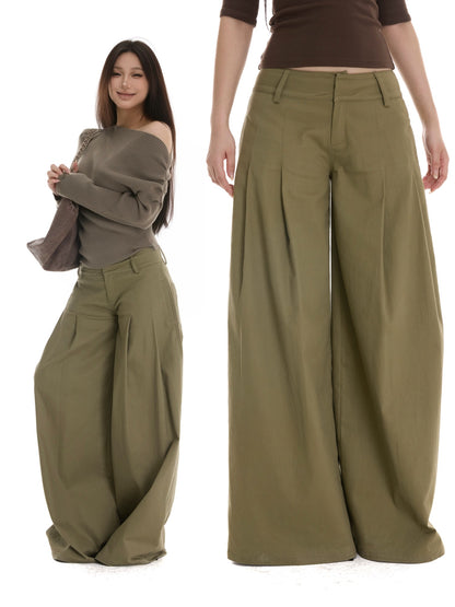 itsdinn Green Minimal Utility Pinch Pleat Low Rise Women&