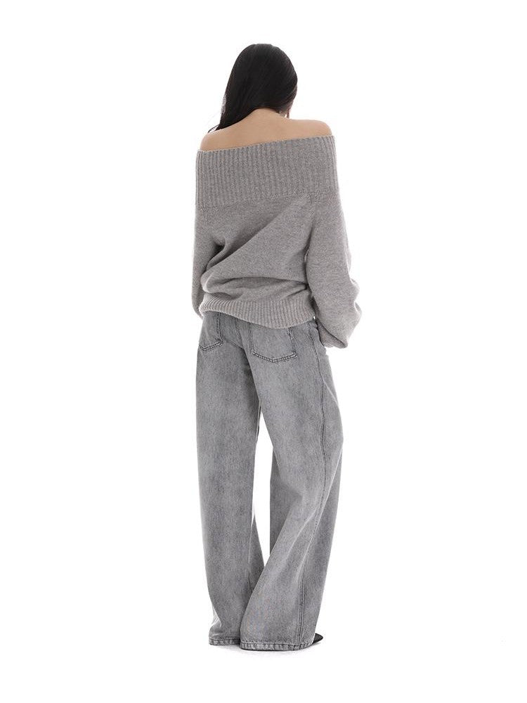 itsdinn Grey Wash Distressed Mid Low Rise Relaxed Women&