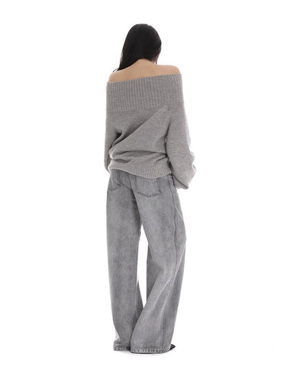 itsdinn Grey Wash Distressed Mid Low Rise Relaxed Women&