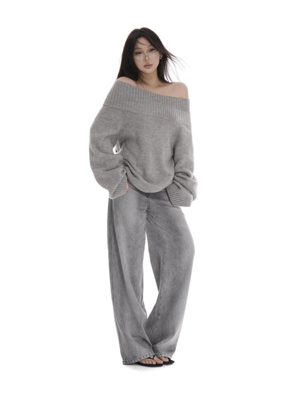 itsdinn Grey Wash Distressed Mid Low Rise Relaxed Women&