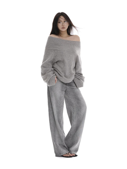 itsdinn Grey Wash Distressed Mid Low Rise Relaxed Women&