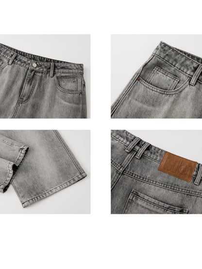 itsdinn Grey Wash Distressed Mid Low Rise Relaxed Women&