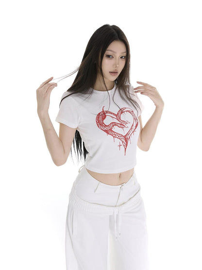itsdinn Heart Snake Print Barn Style Women&