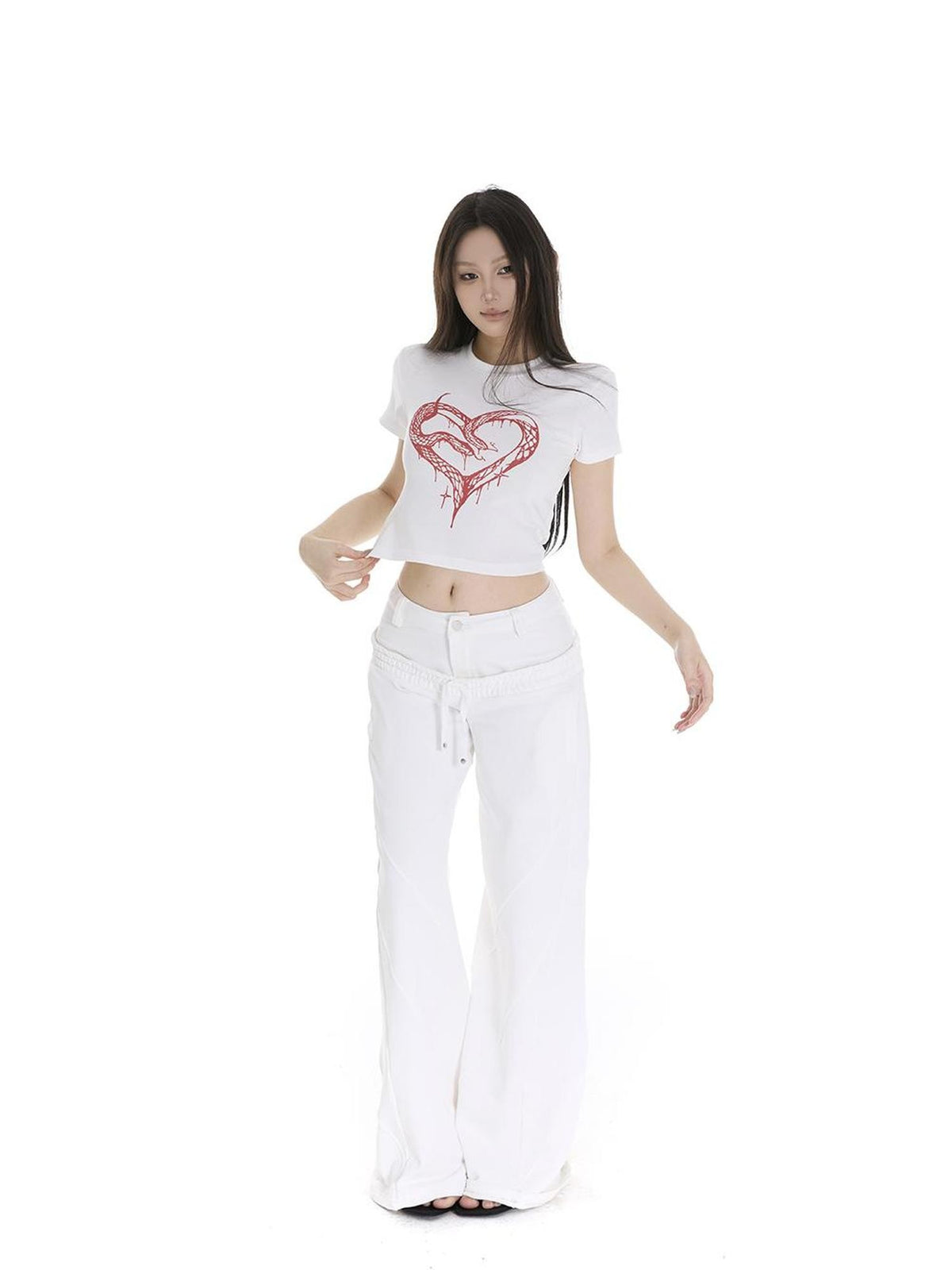 itsdinn Heart Snake Print Barn Style Women&
