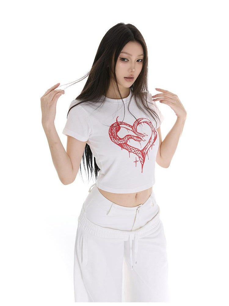 itsdinn Heart Snake Print Barn Style Women&