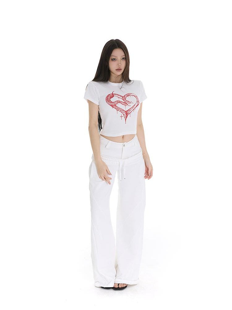 itsdinn Heart Snake Print Barn Style Women&