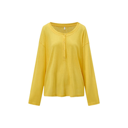 itsdinn_Henley_Collar_Drop_Shoulder_Button_Placket_Women&