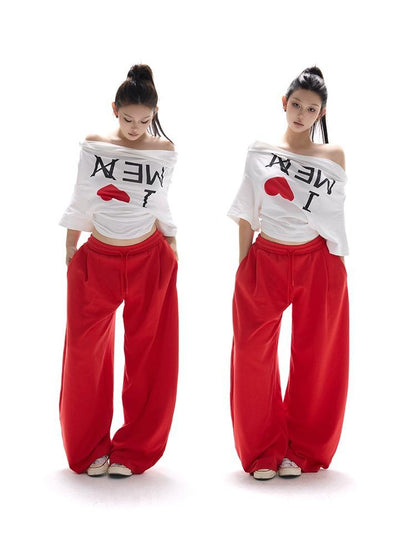 itsdinn I Love Me Print Reverse Cut One Shoulder Women&