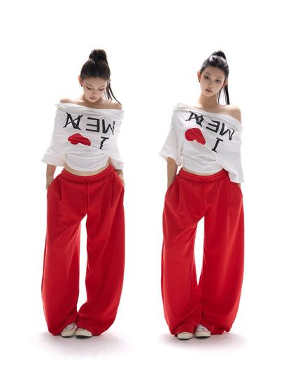 itsdinn I Love Me Print Reverse Cut One Shoulder Women&
