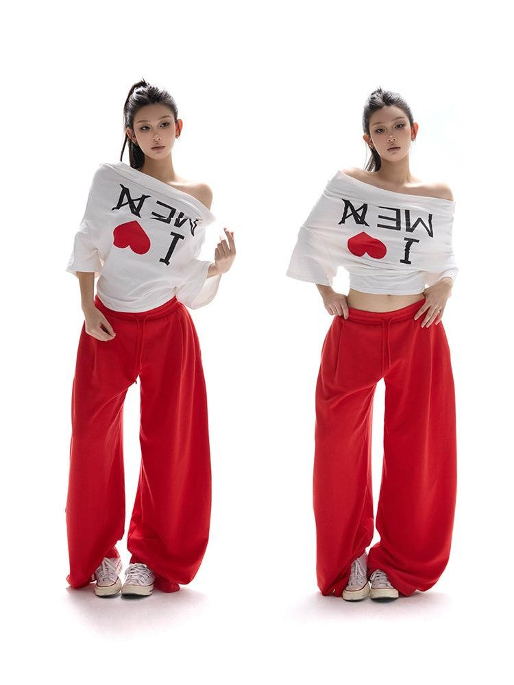 itsdinn I Love Me Print Reverse Cut One Shoulder Women&