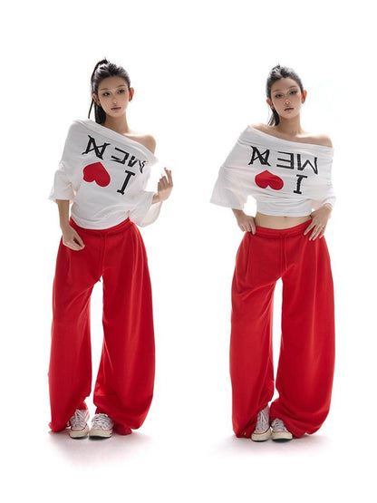 itsdinn I Love Me Print Reverse Cut One Shoulder Women&