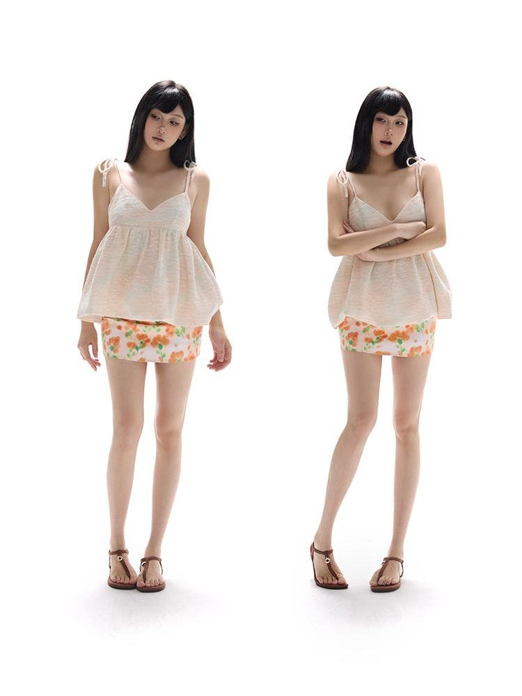 itsdinn Ice Cream Color Adjustable Straps Loose Puff Women&