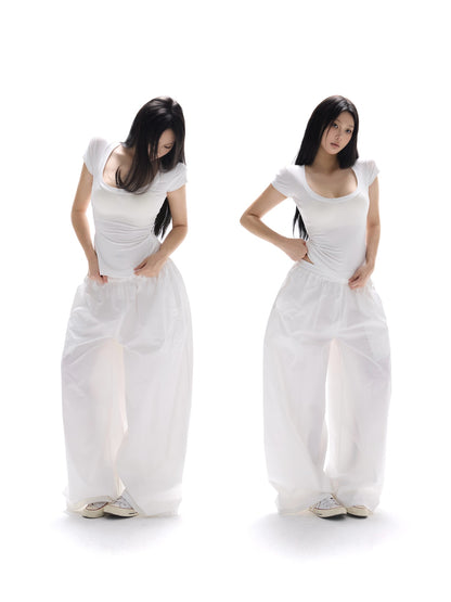 itsdinn Icy U Neck Cooling Short Sleeve Women&