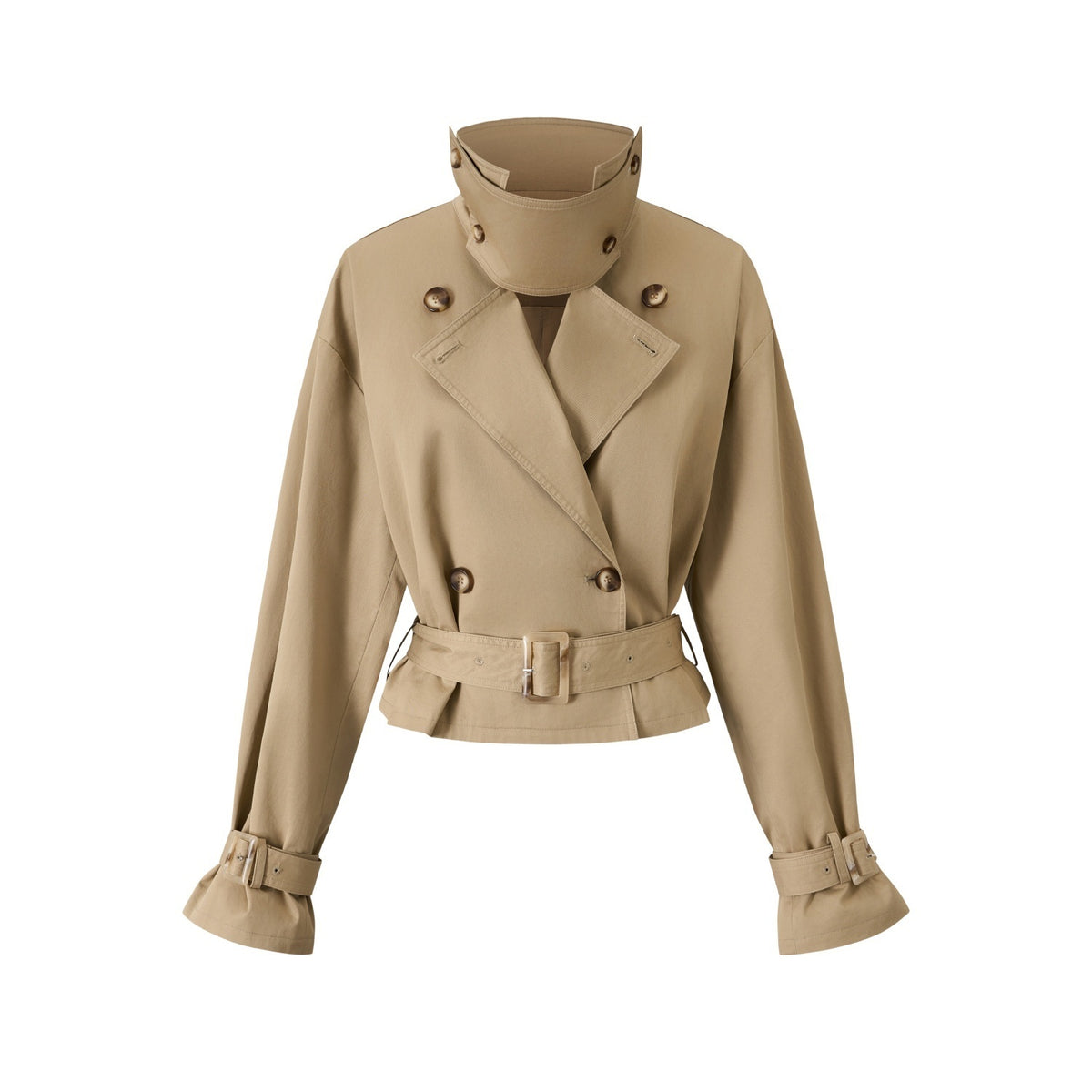 itsdinn_Khaki_Cropped_Cinched_Waist_Lantern_Sleeve_Women&