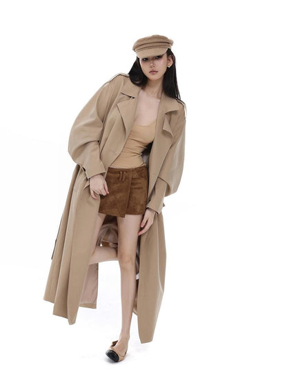 itsdinn Khaki Curved Sleeve Double Breasted Women&