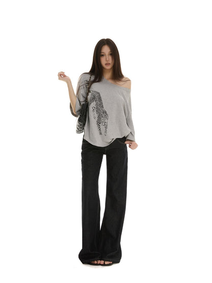 itsdinn Leopard Print Half Sleeve Pure Cotton Women&