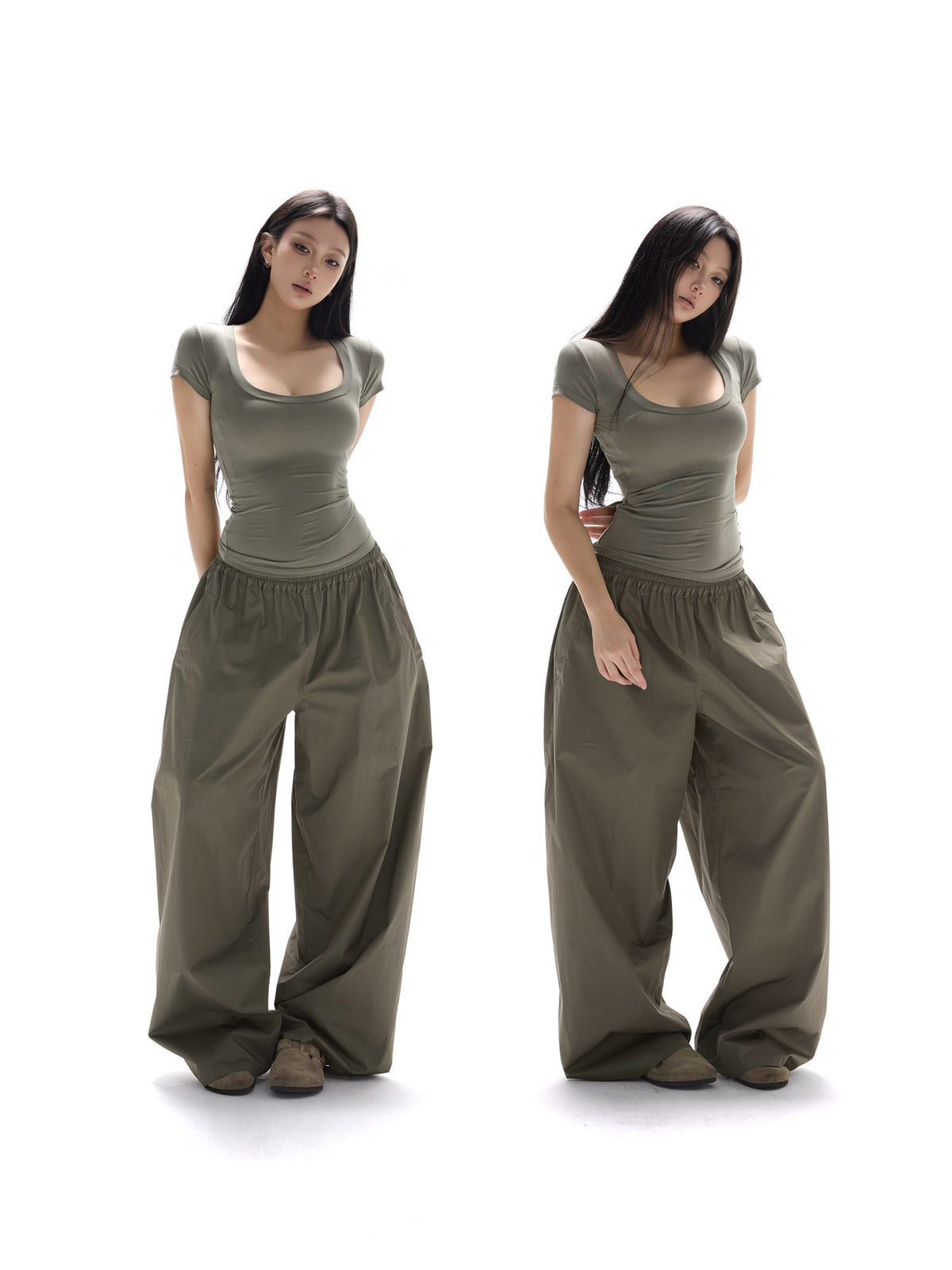 itsdinn Lightweight Low Waist Drawstring Pocket Women&