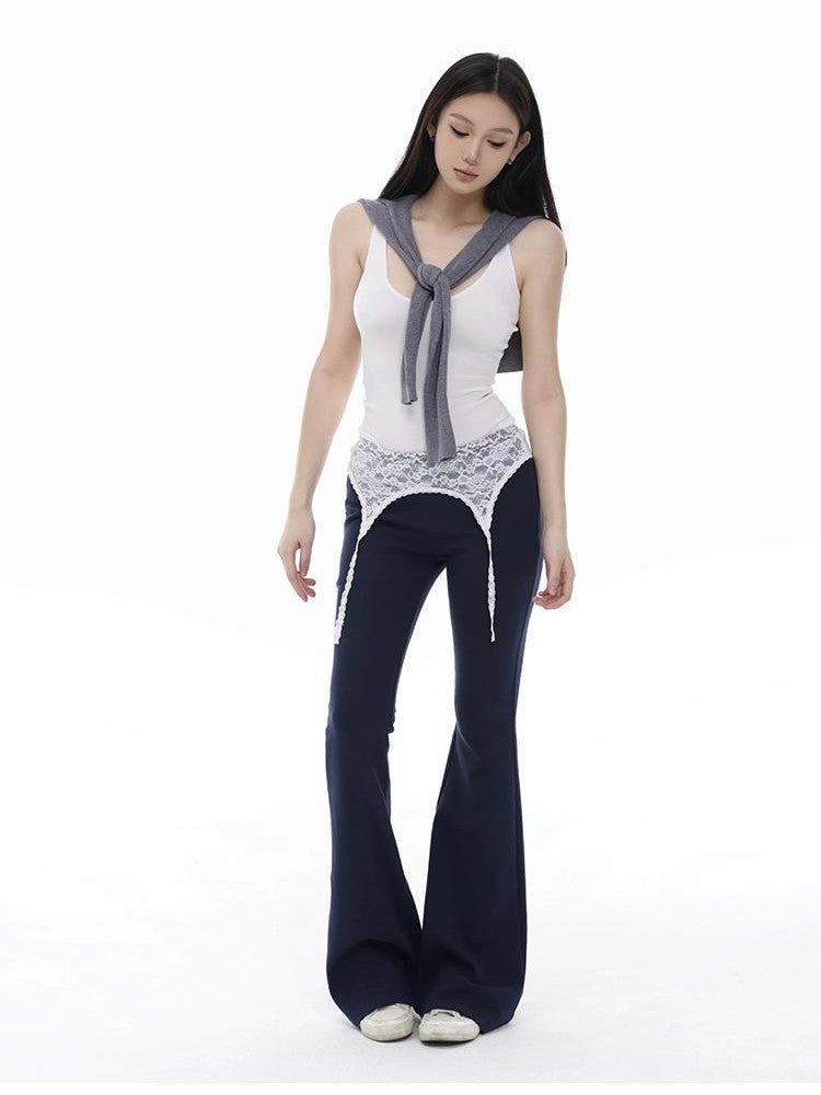 itsdinn Long Staple Cotton Knit Deep U Neck Racerback Women&