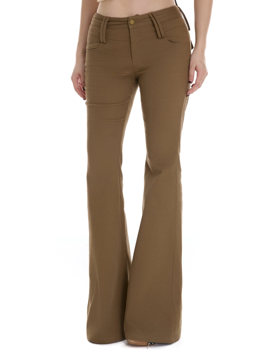 itsdinn Low Rise Zipper Slim Fit Slight Stretch Shape Retention Women&