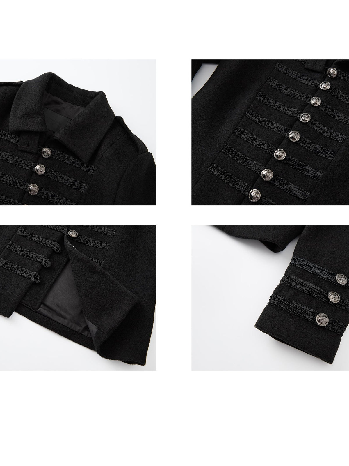itsdinn Metal Button Mandarin Collar Wool Blend Women&