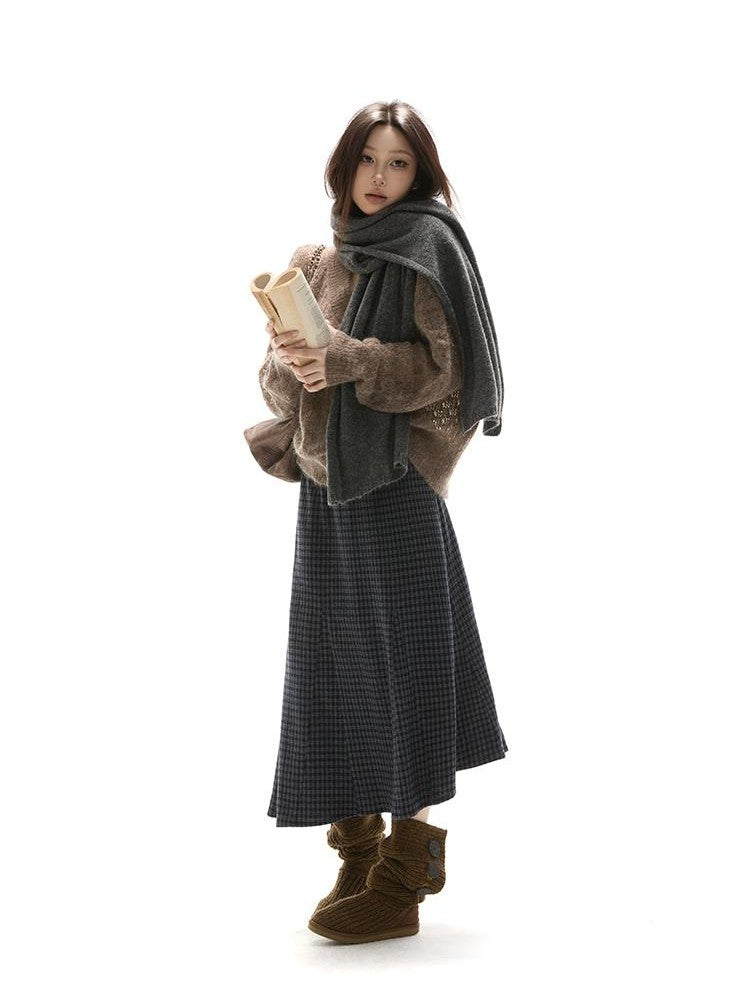 itsdinn Mist Gray Solid Korean Style Warm Soft Women&