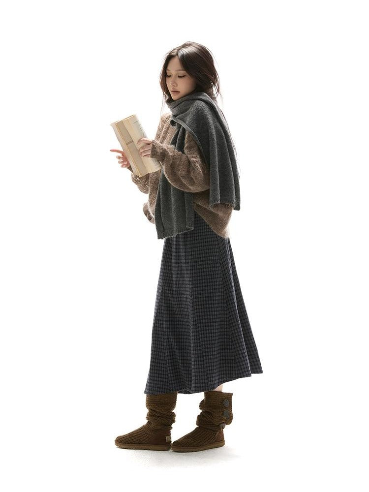 itsdinn Mist Gray Solid Korean Style Warm Soft Women&