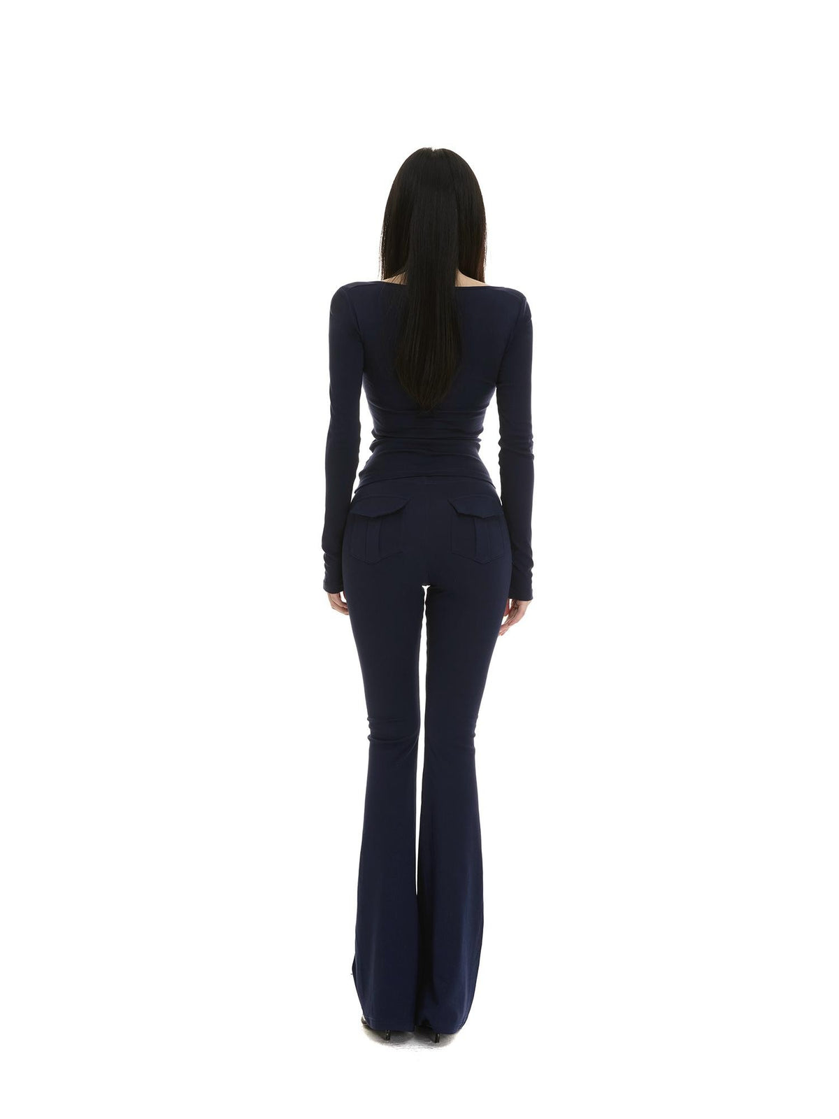 itsdinn Navy Boatneck Twist Knot Waist Women&