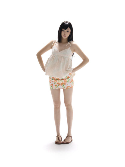 itsdinn Oil Painting Floral Print Low Waist Inner Shorts Women&